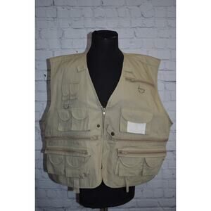 Crystal River Flyfishing Vest Womens Size 2XL Full Zip Camping Hiking Tan